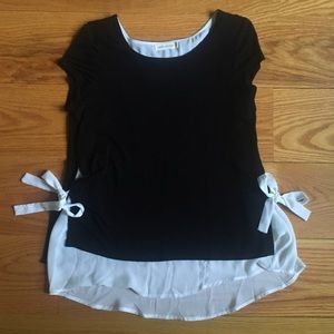 Black and white top with tie details